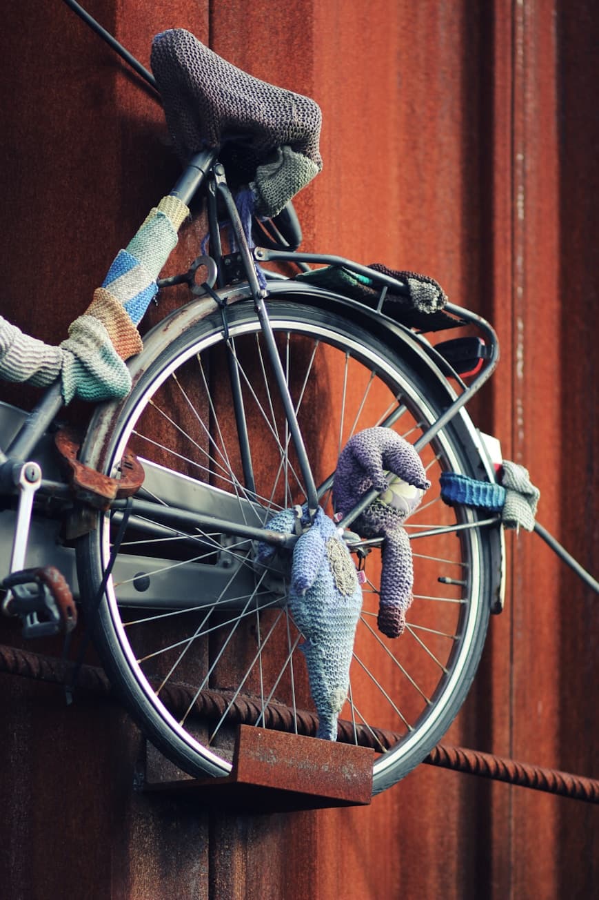 Mechanic working on a bicycle wheel